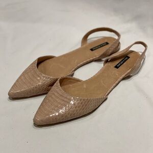 Ava & Aiden pale pink snakeskin leather slingback flats, size 11